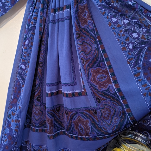 Sweet and Flirty Vintage Boho 70s 80s Sheer Purple Kimono Dress M-L - Picture 4 of 8